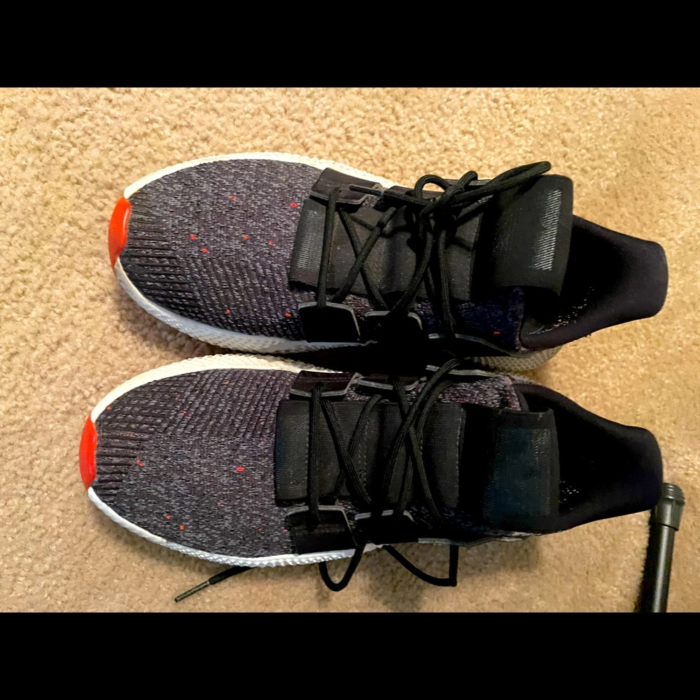 Adidas Black and Gray Athletic Shoes with Knit Upper